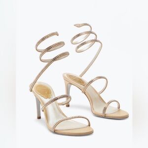 Rene Caovilla Venezia Crystal Spiral Venezia Crystal Spiral Heels Sandals Nude